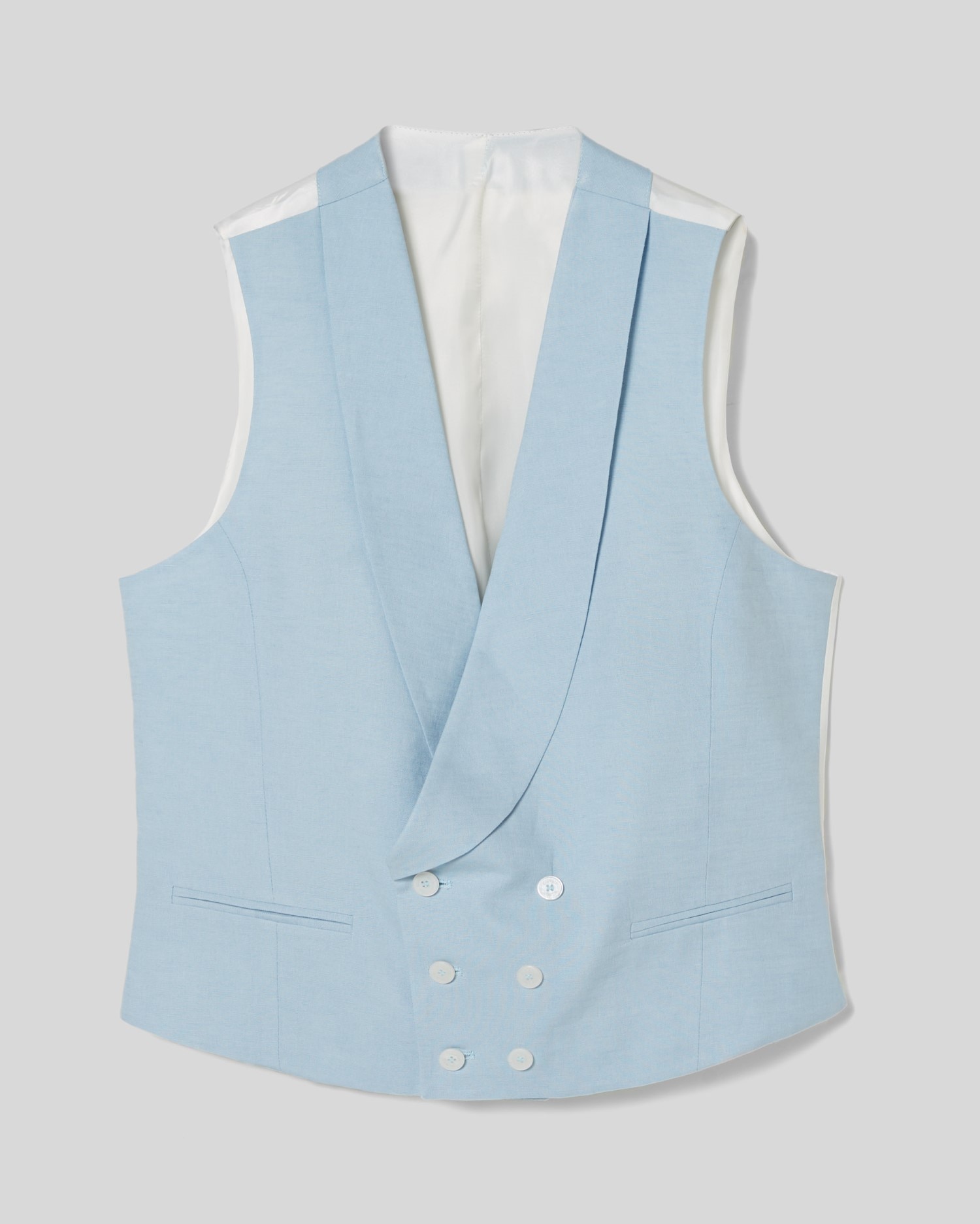 Chaleco de hombre chaqué cuello redondo - Silbon - Azul celeste Azul celeste-5