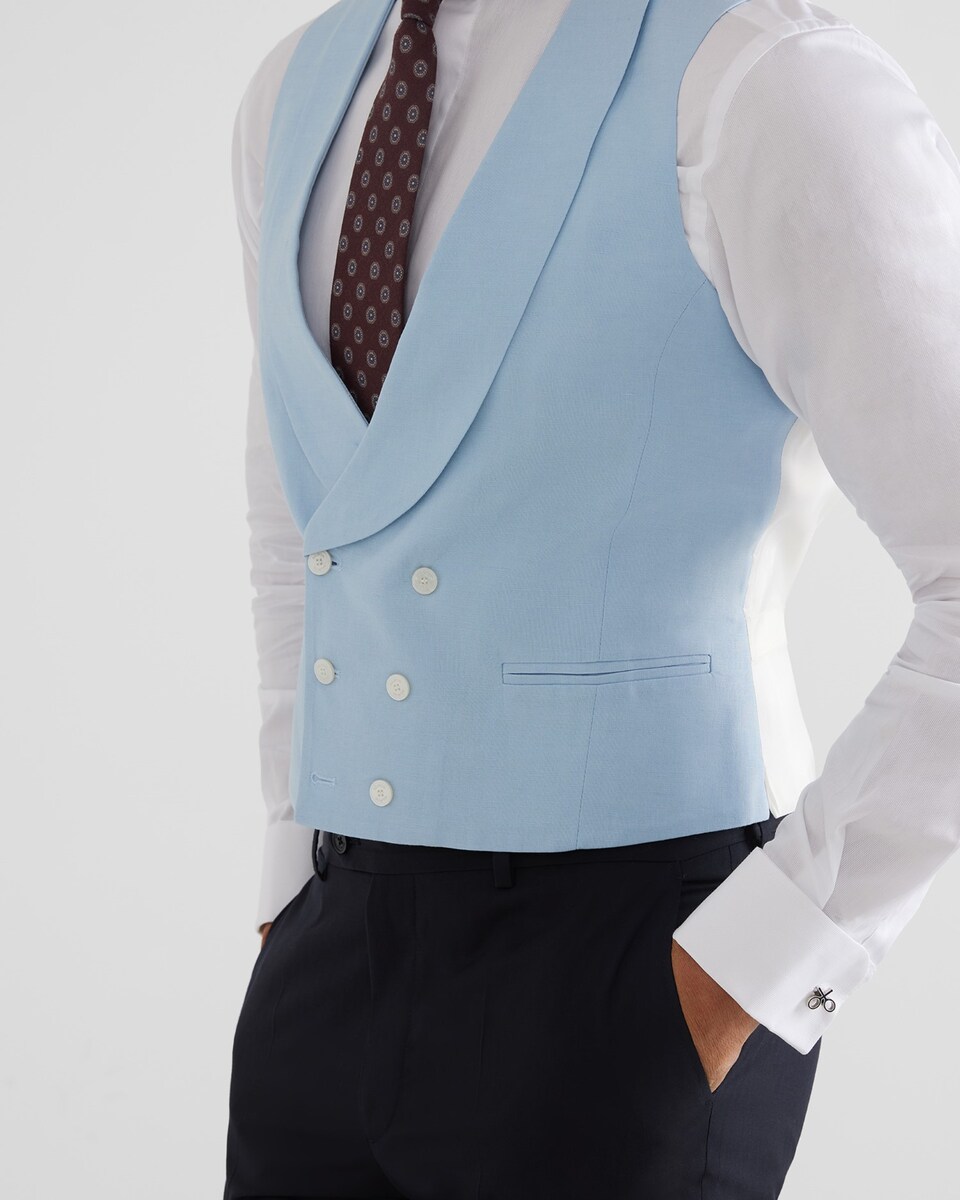 Celeste Traje De PaÃ±o Azul Chaleco De Traje Ceremonia De Hombre