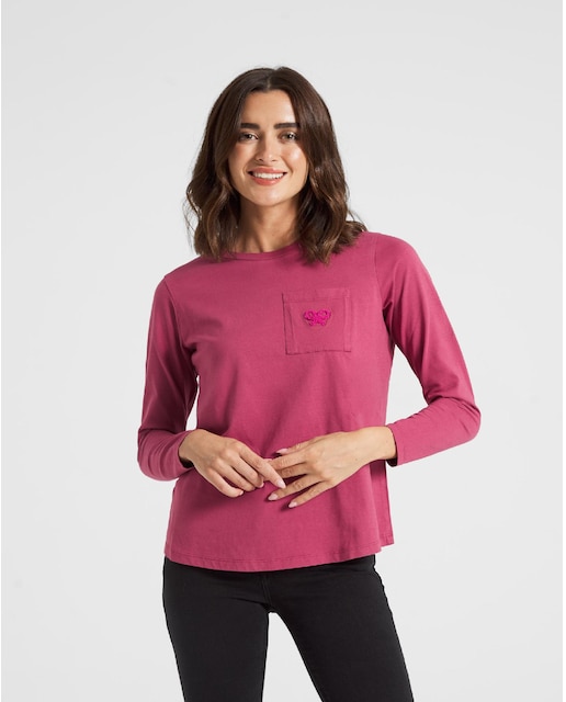Camiseta de mujer de manga larga con bolsillo
