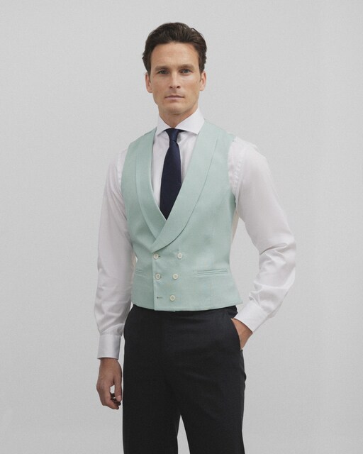 Imagen 0 de Chaleco de traje ceremonia de hombre classic cuello redondo aguamarina