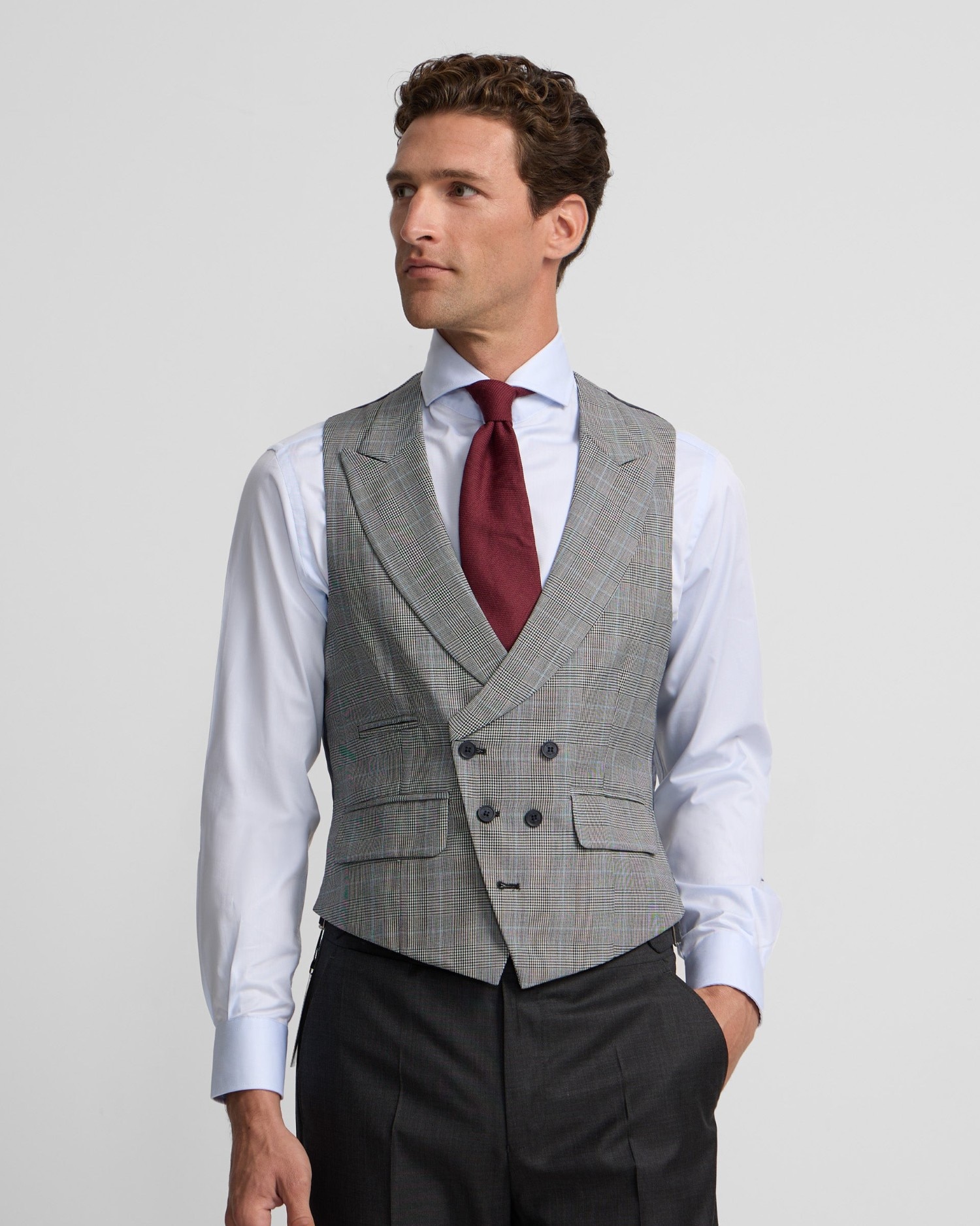 Imagen 0 de Chaleco de hombre chaqué tailoring príncipe de gales Gris