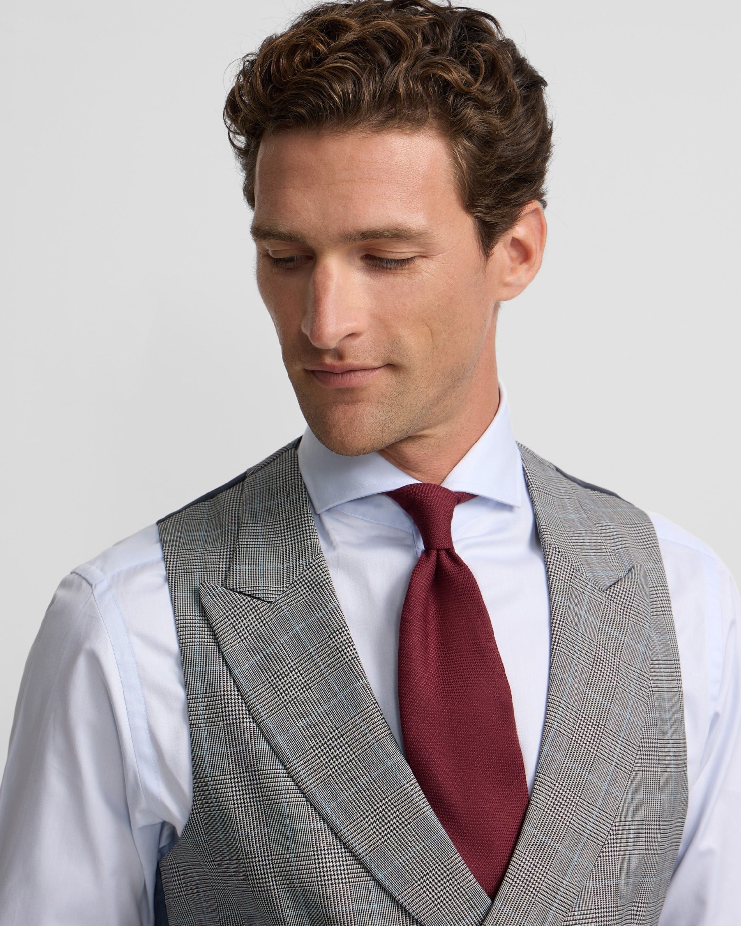 Chaleco de hombre chaqué tailoring príncipe de gales - Silbon - Gris Gris-3