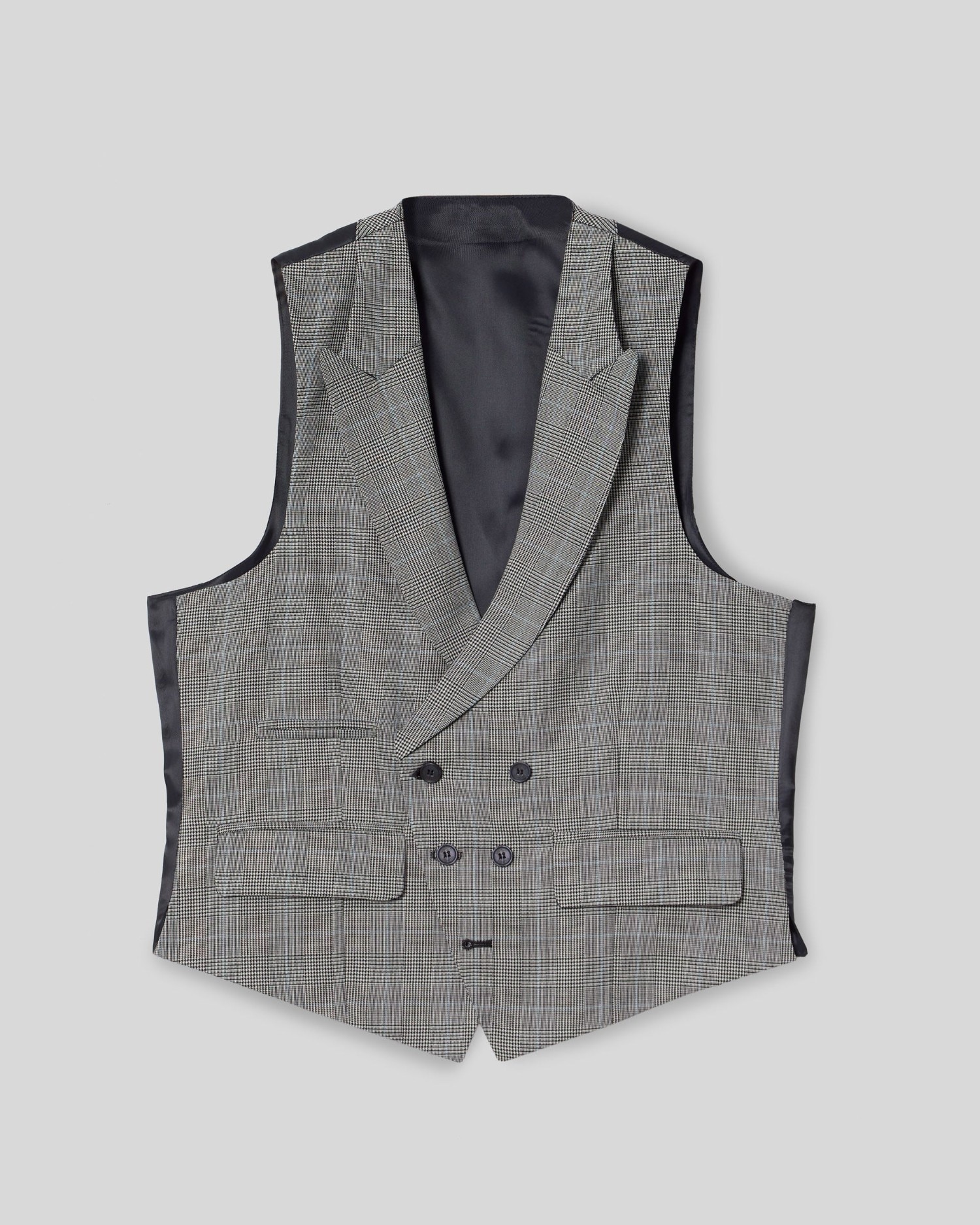 Chaleco de hombre chaqué tailoring príncipe de gales - Silbon - Gris Gris-5