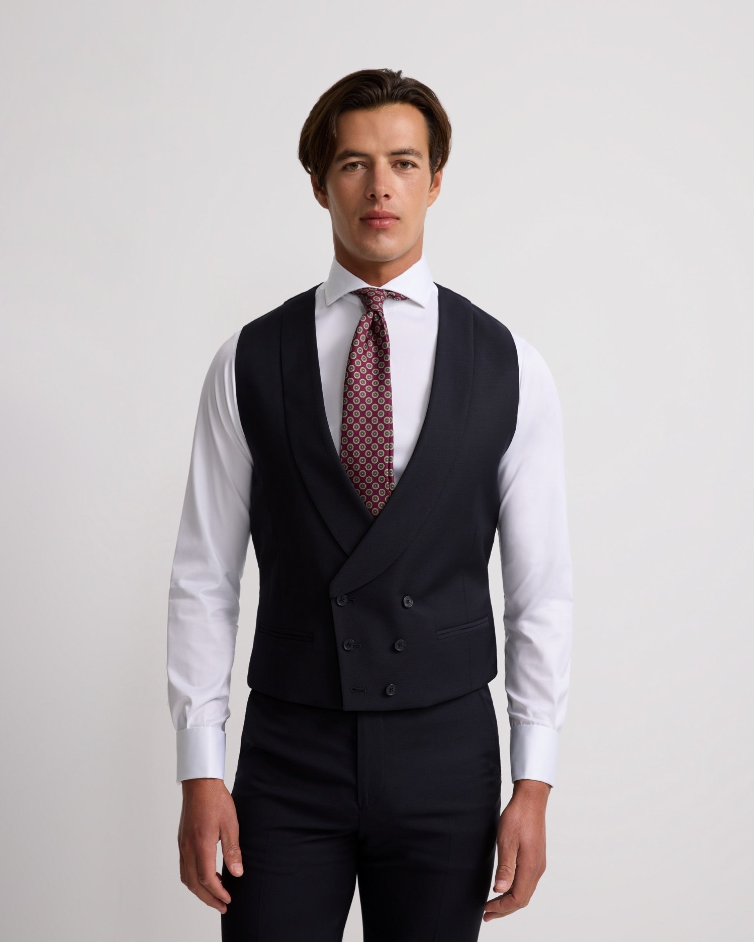 Chaleco de hombre vestir stretch cuello redondo - Silbon - Azul marino Azul marino-1