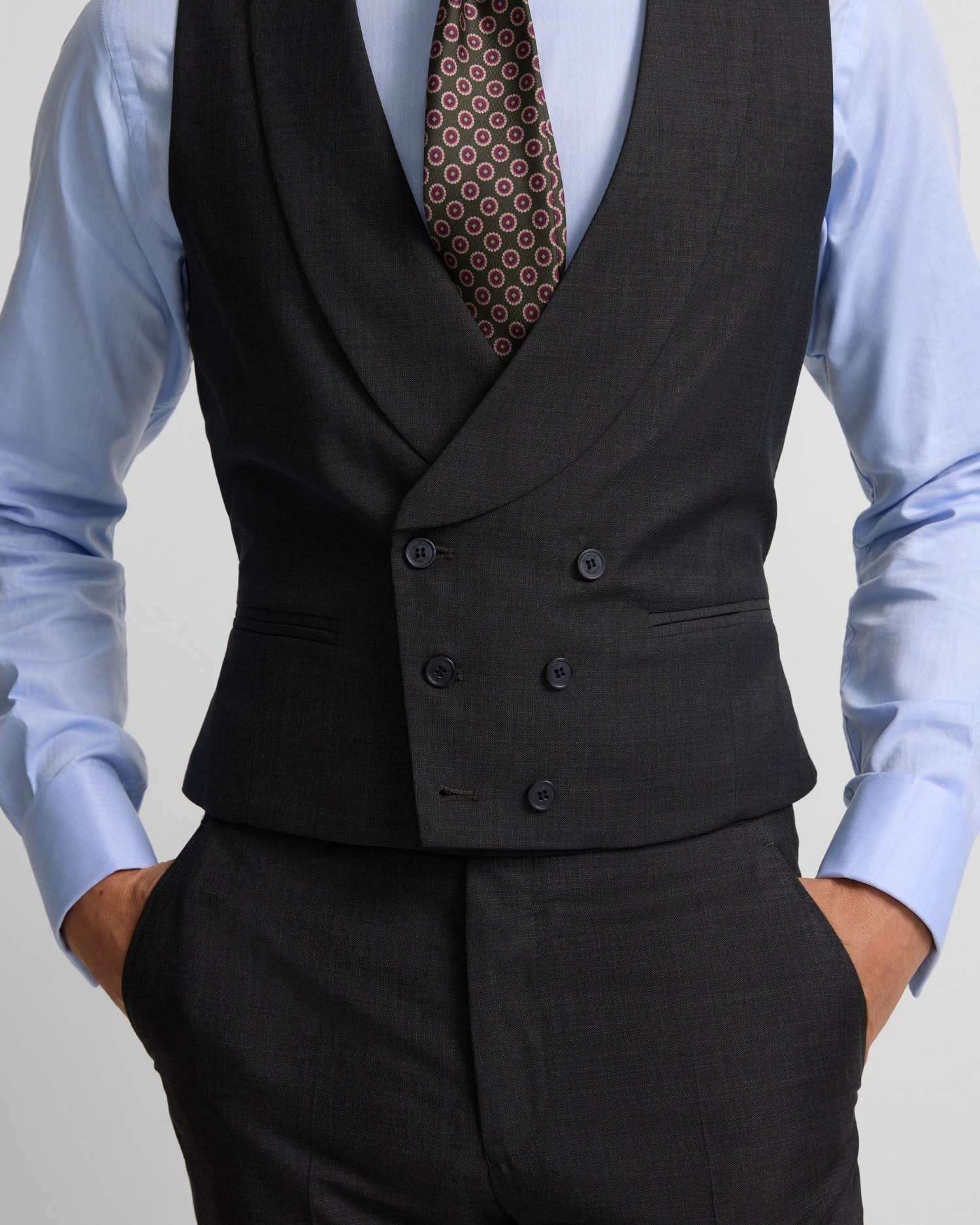 Chaleco de hombre vestir stretch cuello redondo - Silbon - Gris Gris-3