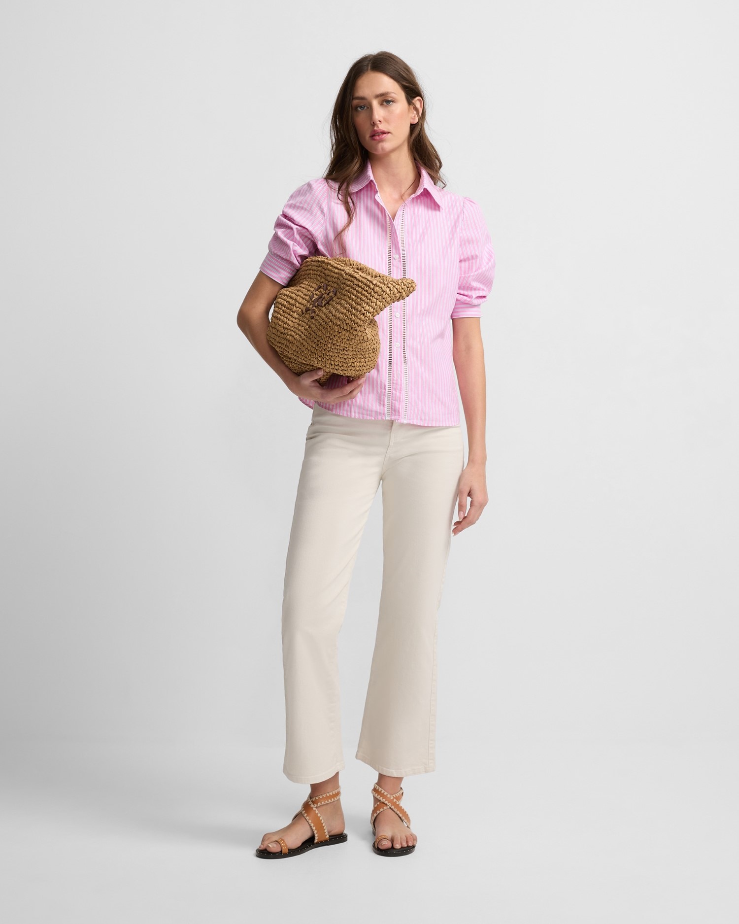 Silbon - Pantalón culotte de mujer con bolillos crudo.
