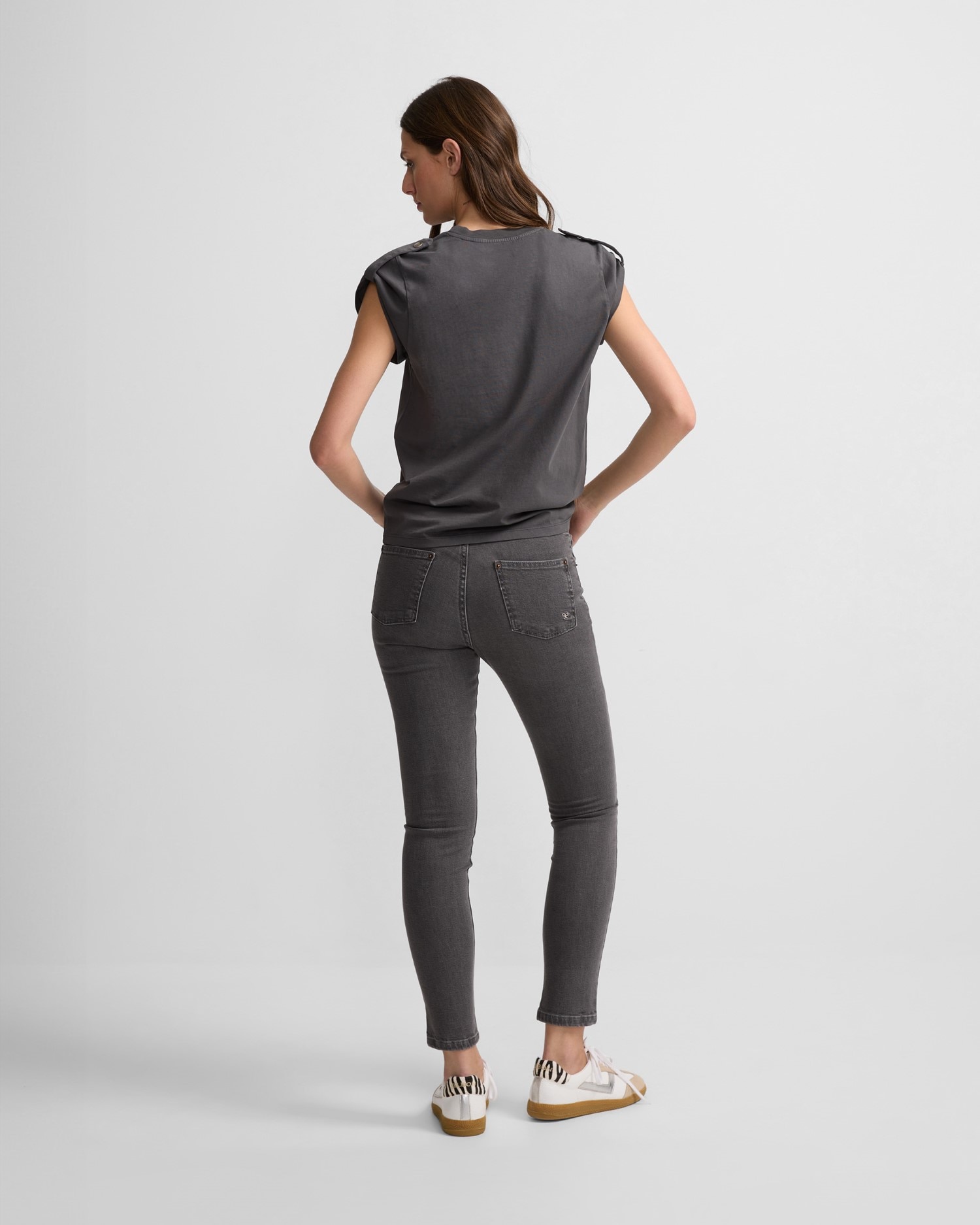 Vaquero pitillo de mujer slim fit - Silbon - Gris Gris-2