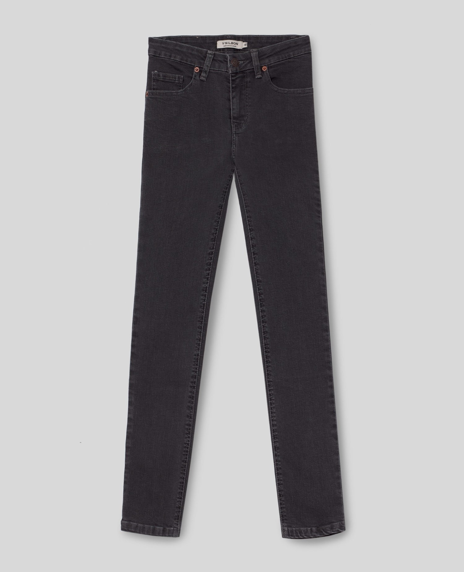 Vaquero pitillo de mujer slim fit - Silbon - Gris Gris-5