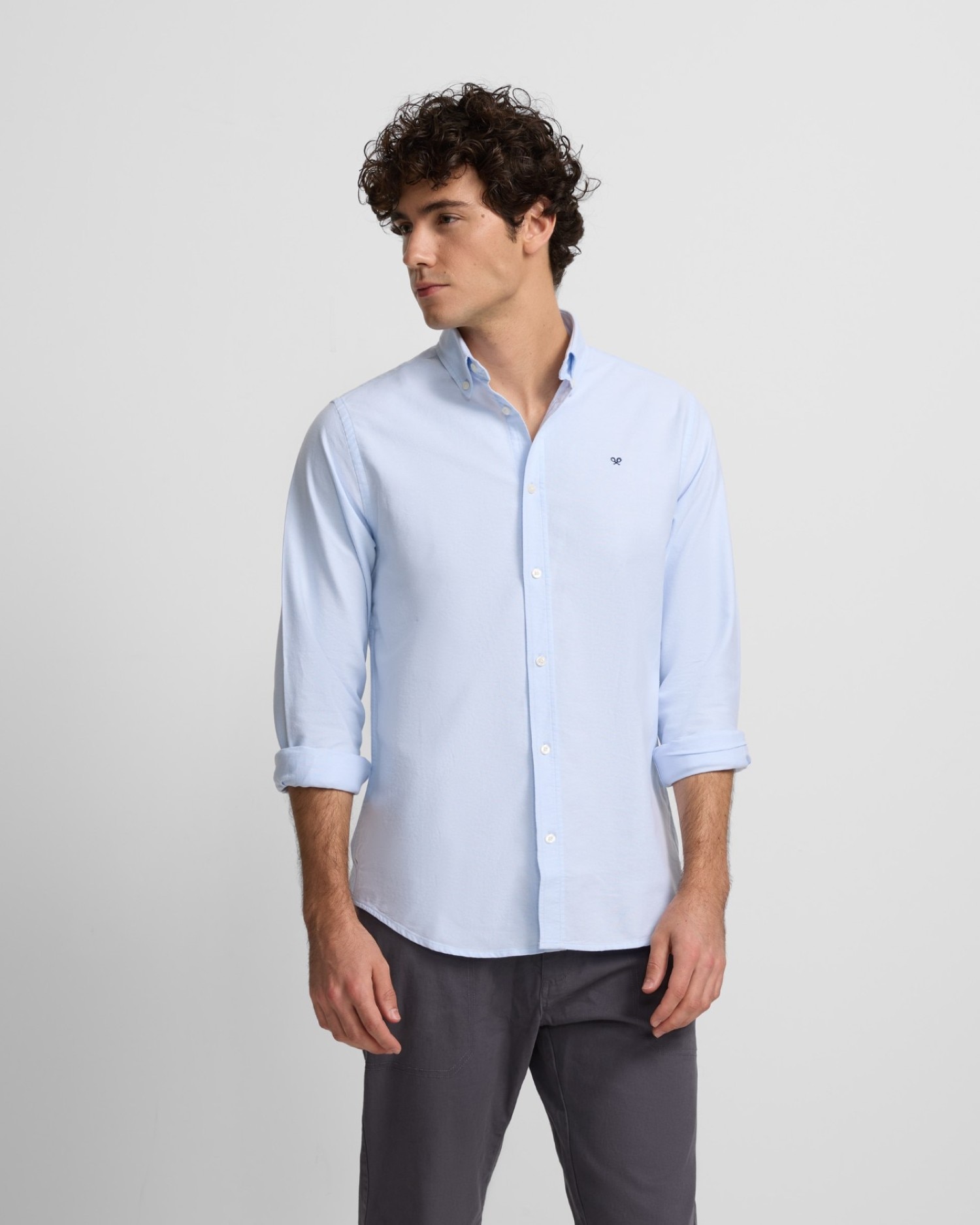 Silbon - Camisa de hombre sport oxford regular fit celeste.