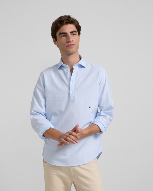 Imagen 0 de Camisa Polera de hombre sport oxford celeste