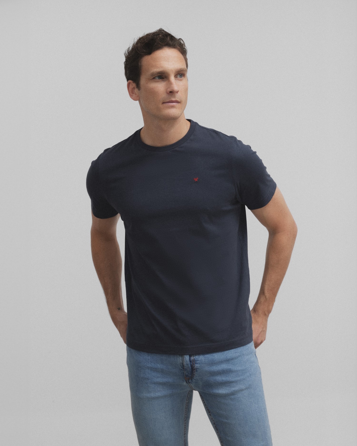 Silbon - Camiseta de hombre azul marino manga corta.