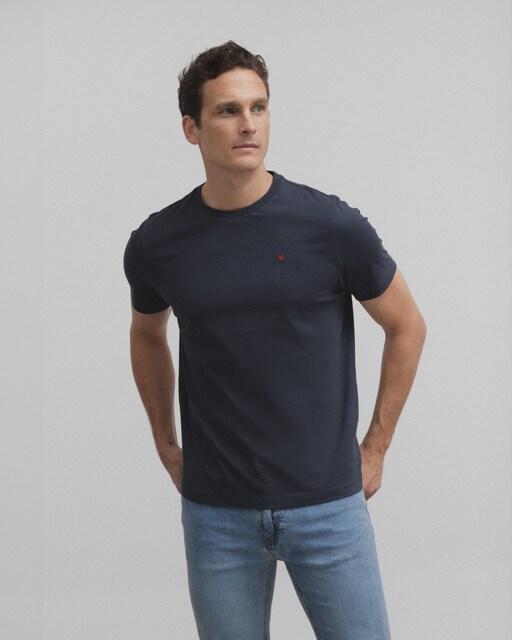 Imagen 0 de Camiseta de hombre azul marino manga corta