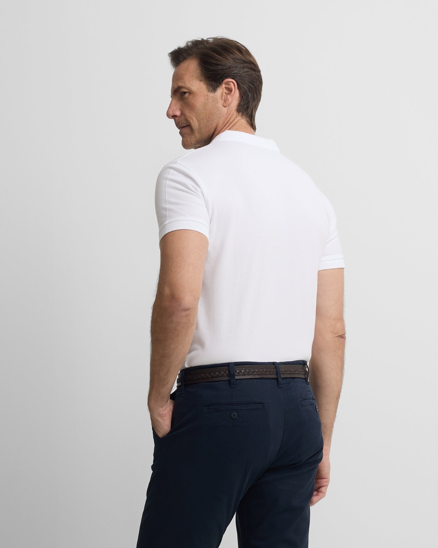 Polo de hombre clásico liso - Silbon - Blanco Blanco-2