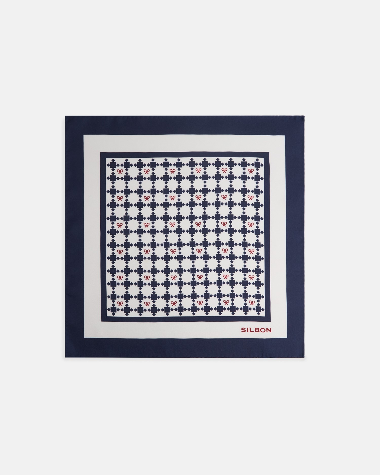 Pañuelo seda geométrico - Silbon - Blanco Blanco-1