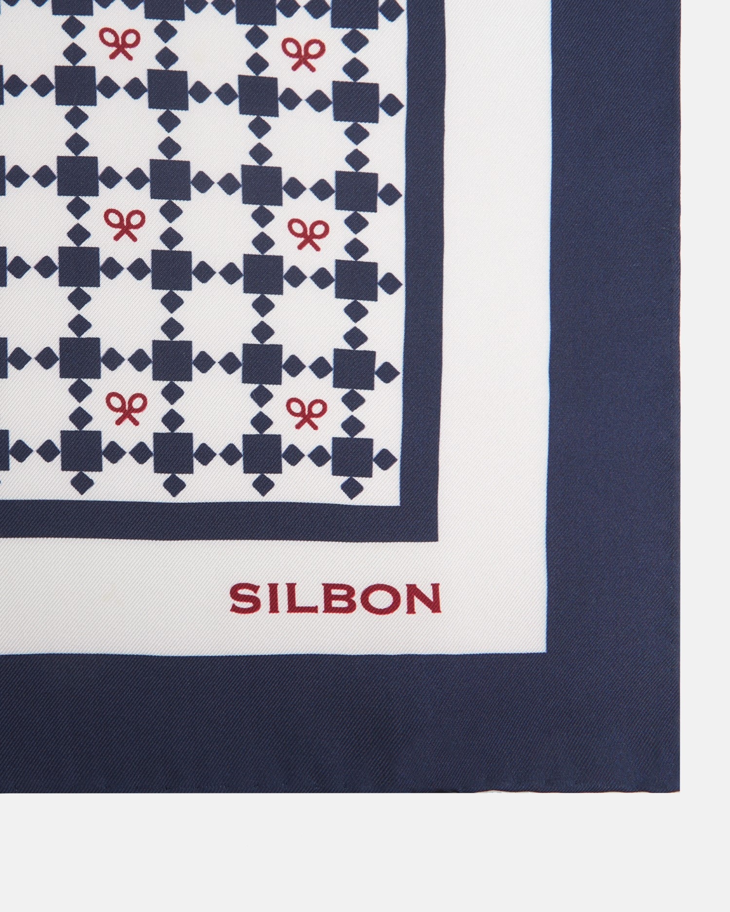 Pañuelo seda geométrico - Silbon - Blanco Blanco-3