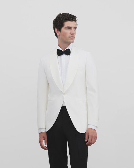 Imagen 0 de Americana de esmoquin de hombre slim lisa en blanco