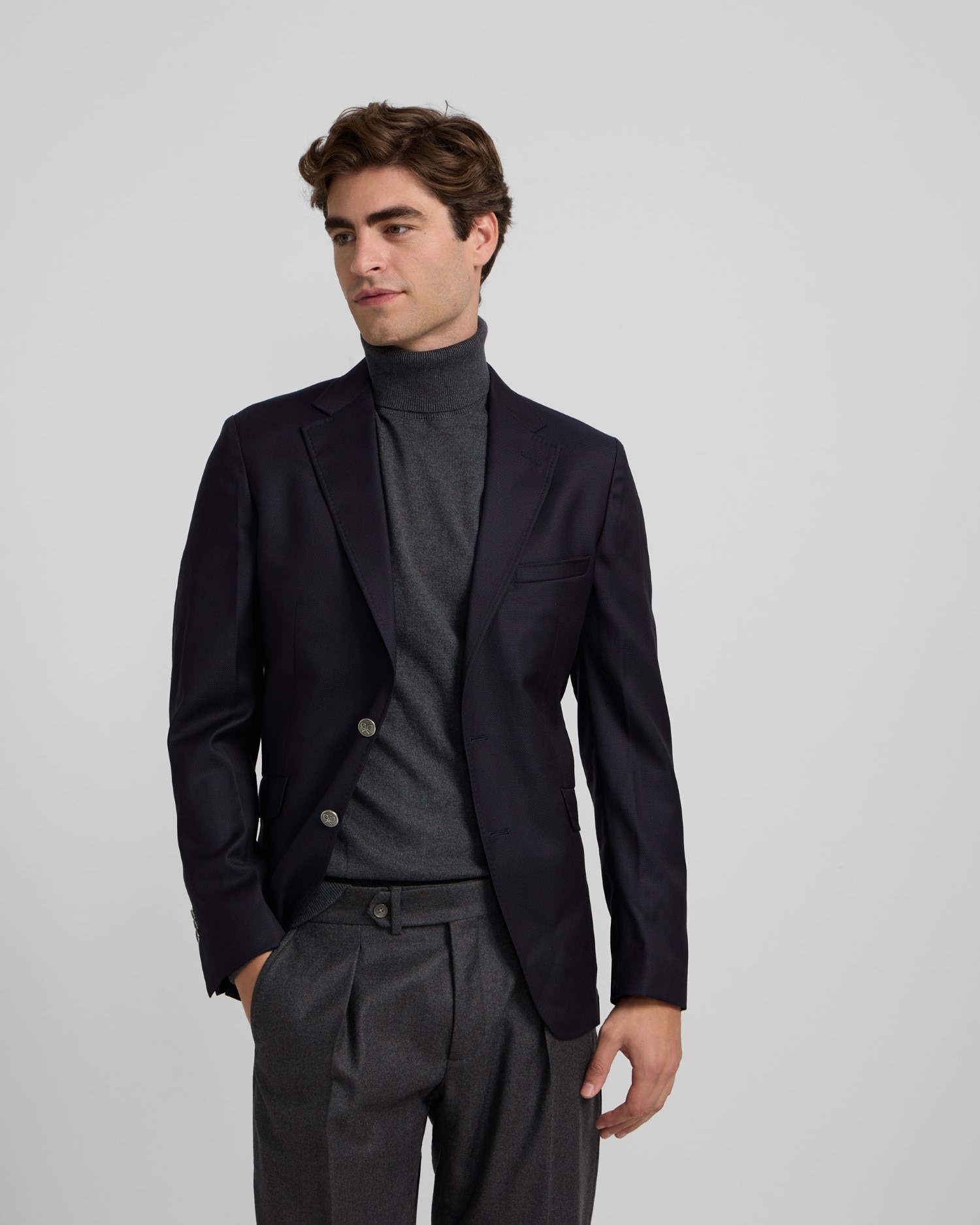 Silbon - Americana de hombre stretch clásica navy.