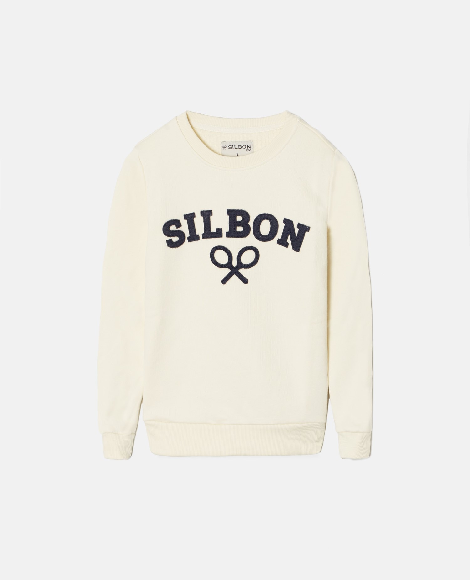 Sudadera de niño con raqueta bordada y cuello redondo - Silbon - Crema Crema-5