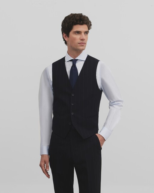 Imagen 0 de Chaleco de traje de hombre raya diplomática en azul marino