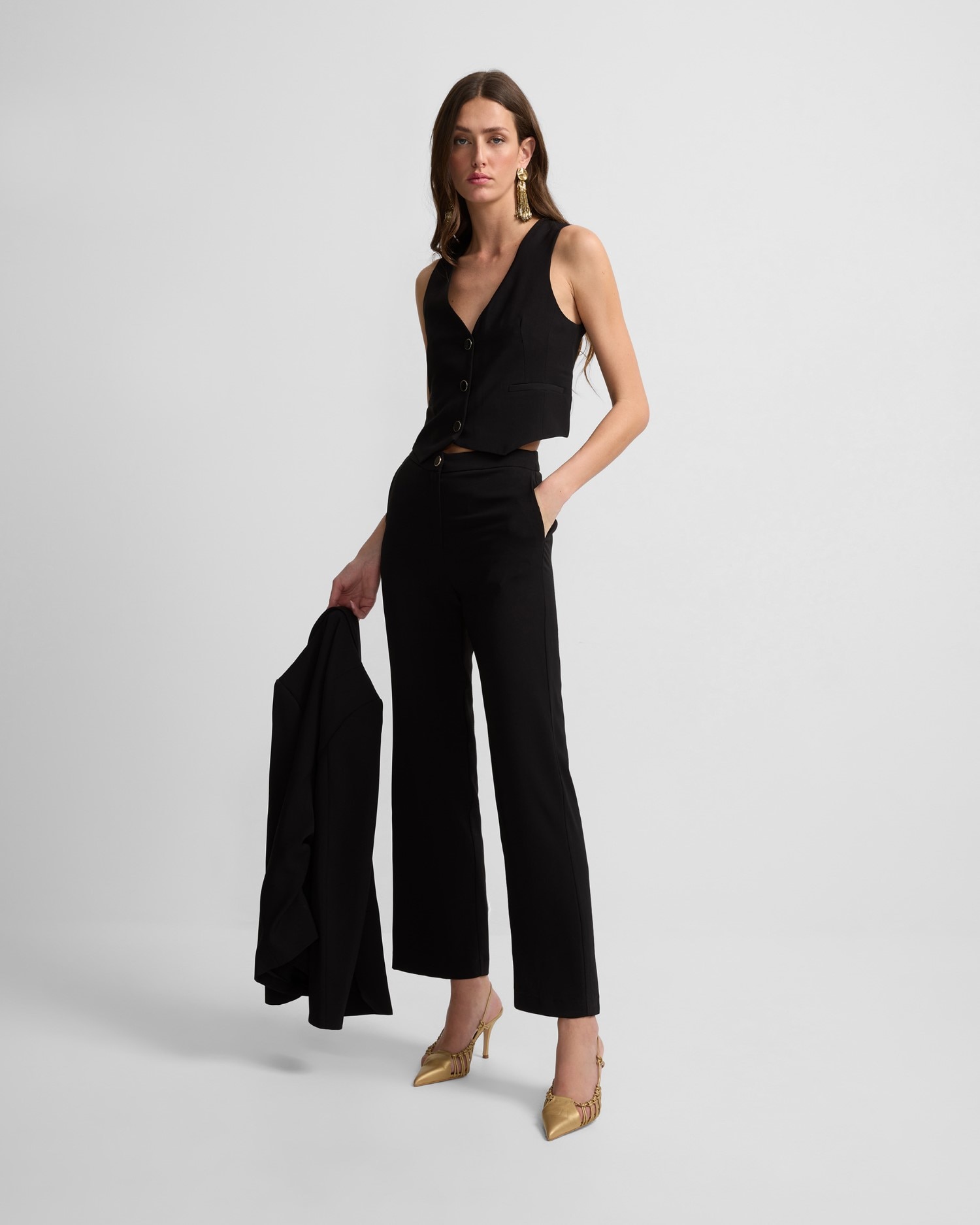 Silbon - Pantalón de vestir de mujer clásico negro.