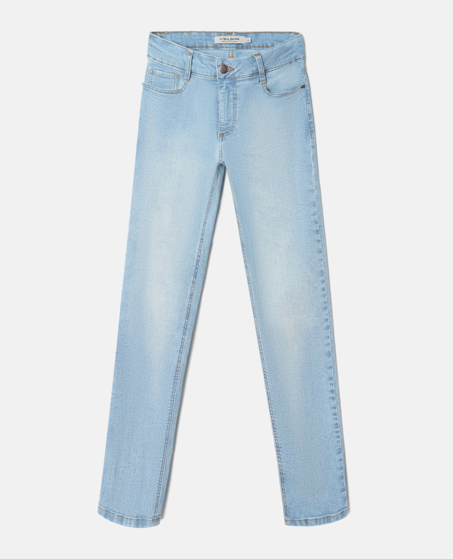 Jeans Skinny Slim Fit de Cintura Média Azul-claro-4