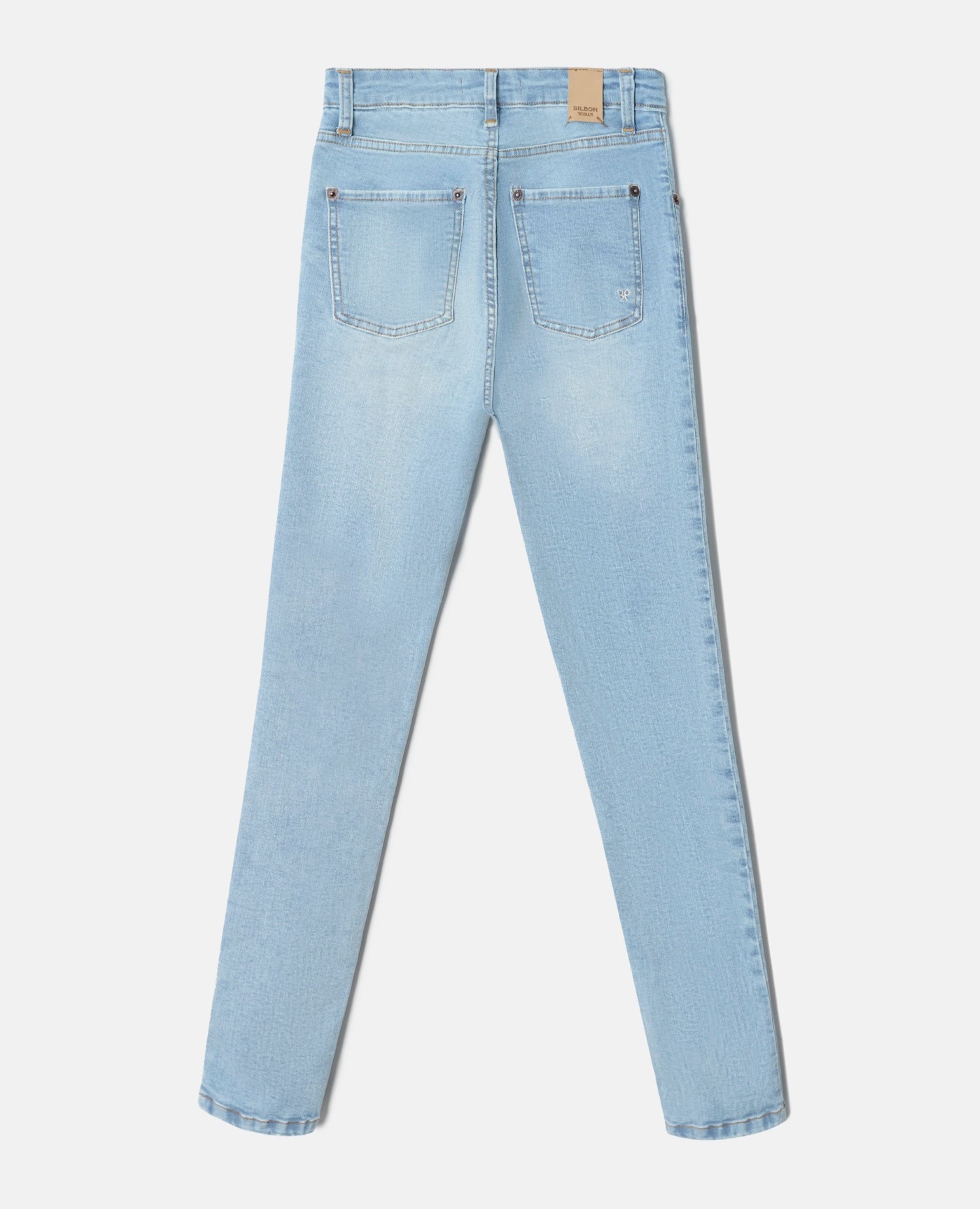 Jeans Skinny Slim Fit de Cintura Média Azul-claro-5