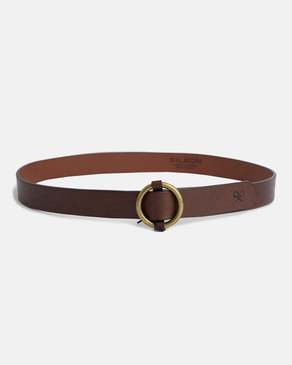 Cinturon de hombre de piel hebilla redonda · Silbon · El Corte Inglés