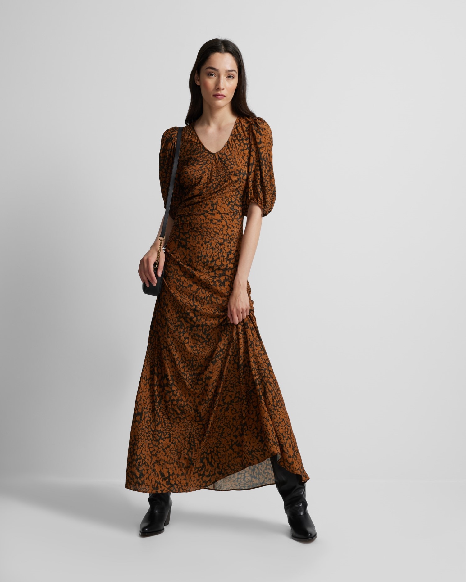 Vestido largo con estampado animal print