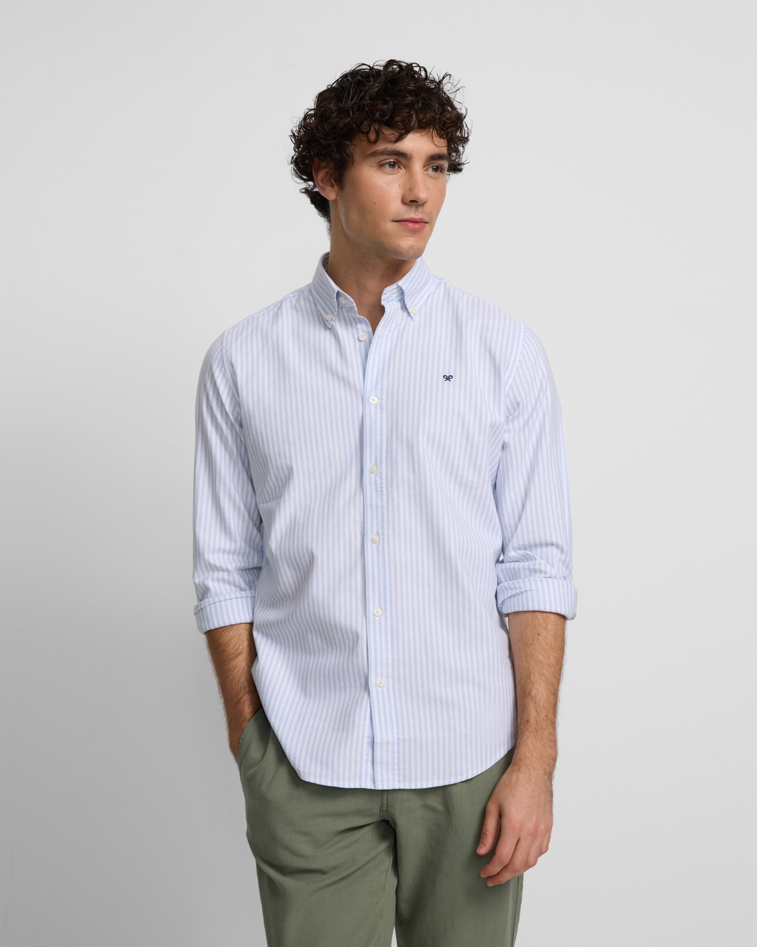 Camisa de hombre sport oxford raya media