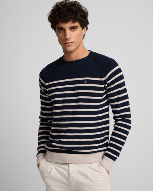 Imagen 0 de Jersey de hombre rayas náuticas azul marino