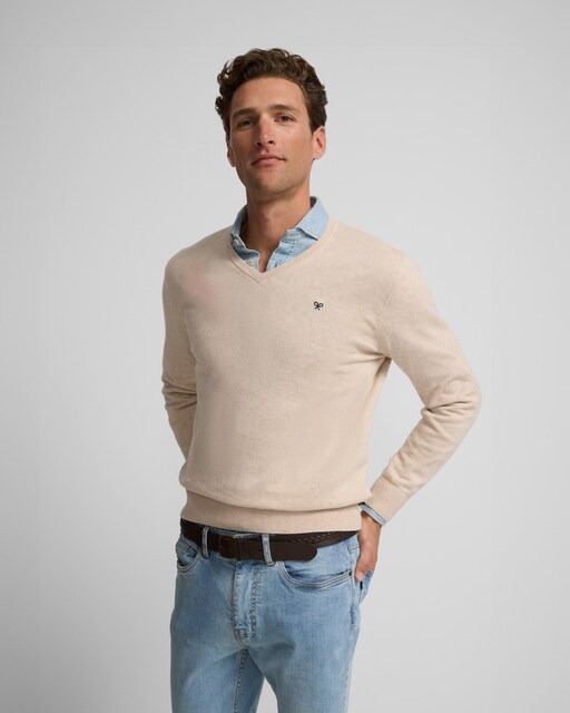Imagen 0 de Jersey de hombre liso v-neck beige