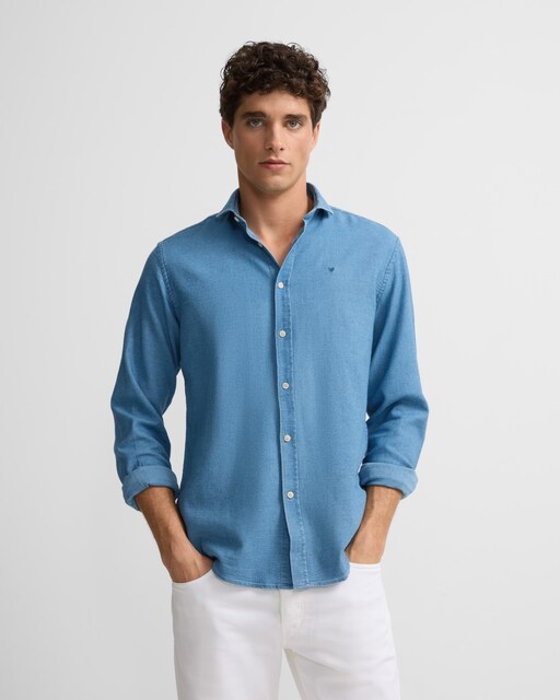 Imagen 0 de Camisa de hombre sport estructura denim azul claro