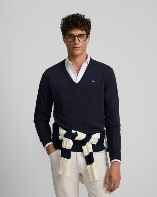 Imagen 0 de Jersey de hombre liso cuello pico retro