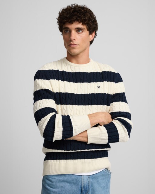 Imagen 0 de Jersey de hombre ochos náutico rayas azul marino