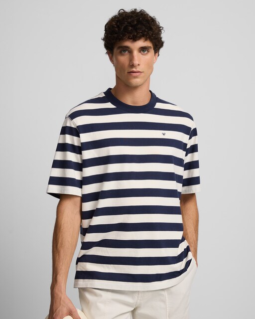 Imagen 0 de Camiseta de hombre náutica raya media azul marino