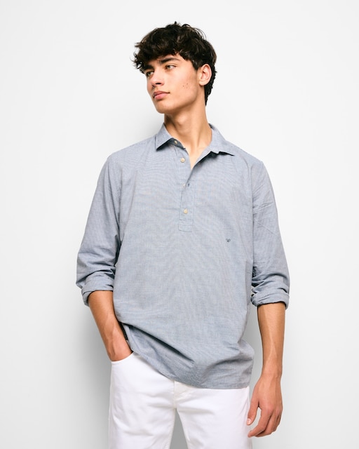 Polera de hombre sport denim rayitas marina