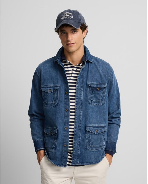 Imagen 0 de Sobrecamisa de hombre vaquera bolsillos azul claro