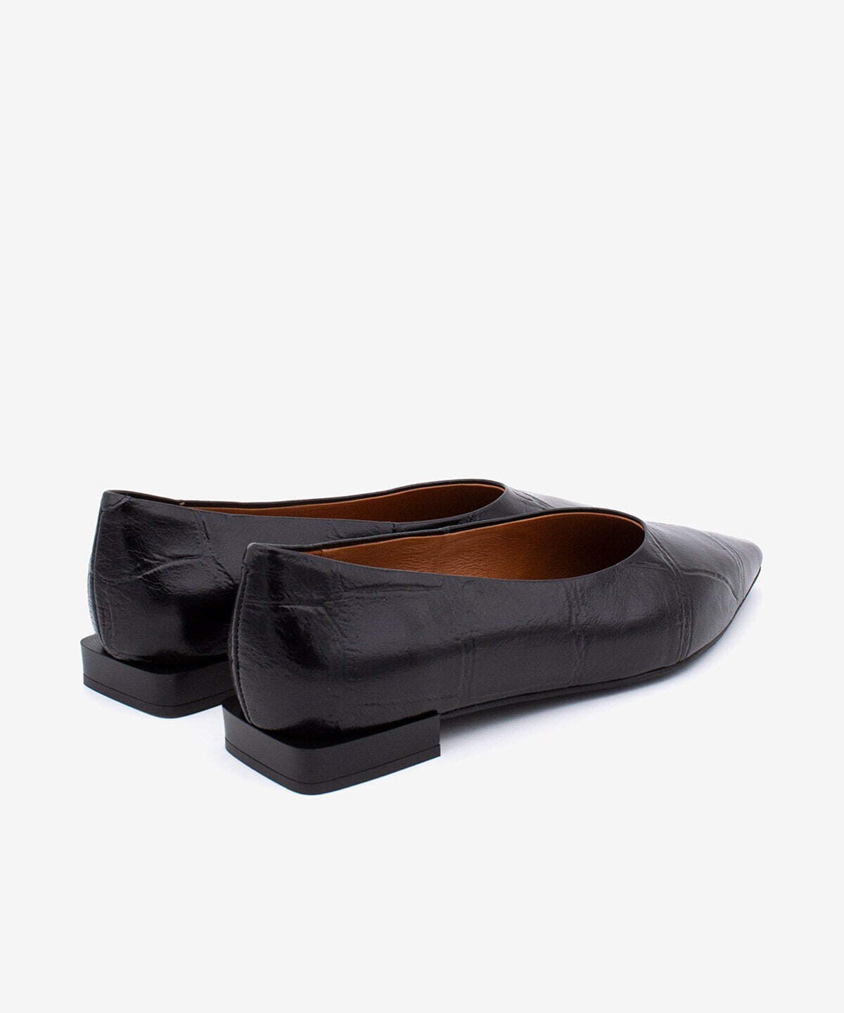 Bailarinas planas de mujer de puntera fina básica de piel print croco, nayu - Ángel Alarcón - Negro Negro-3