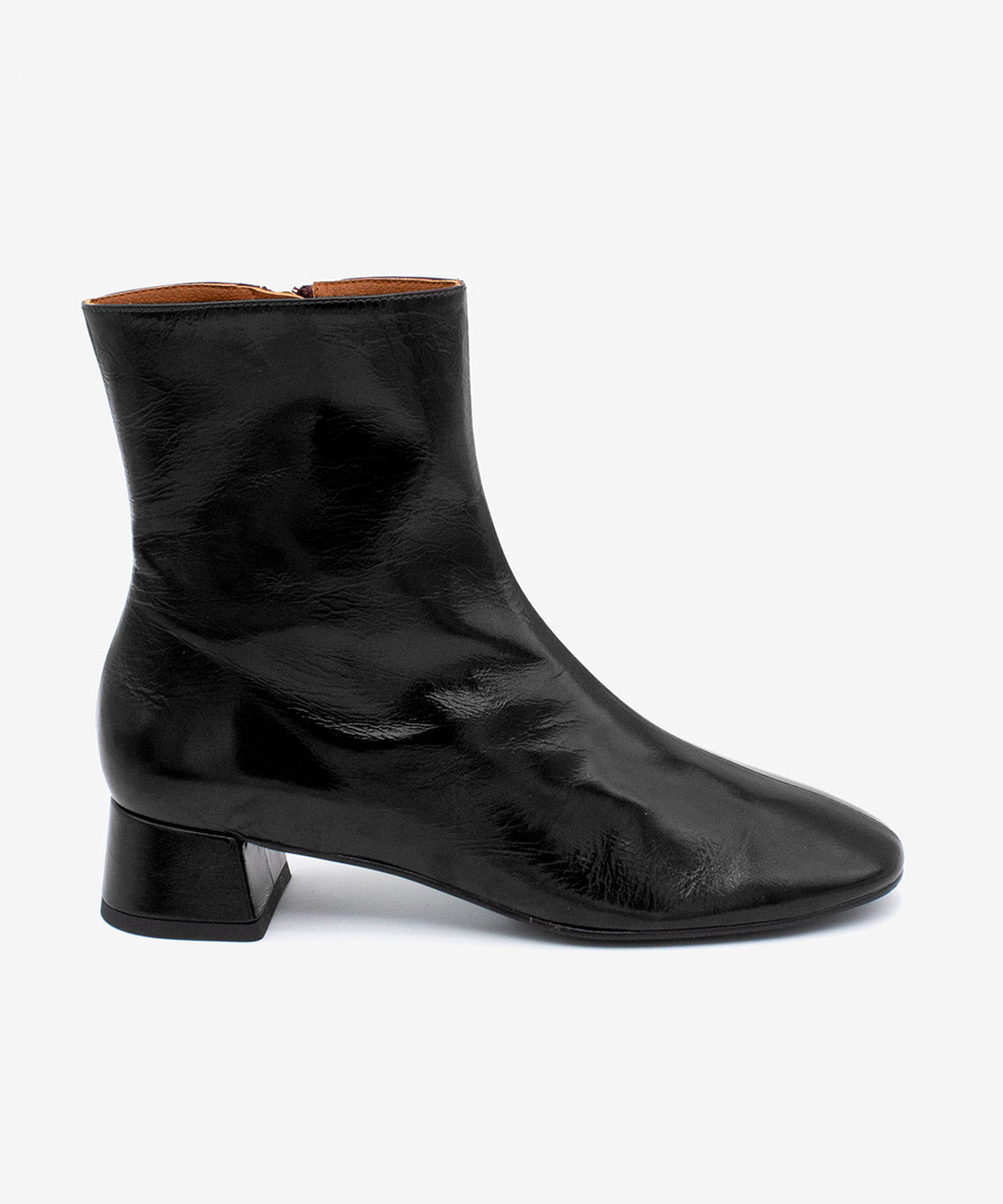 Botines básicos de mujer de tacón bajo ancho cómodo de piel brillan textu., tamara - Ángel Alarcón - Negro Negro-1