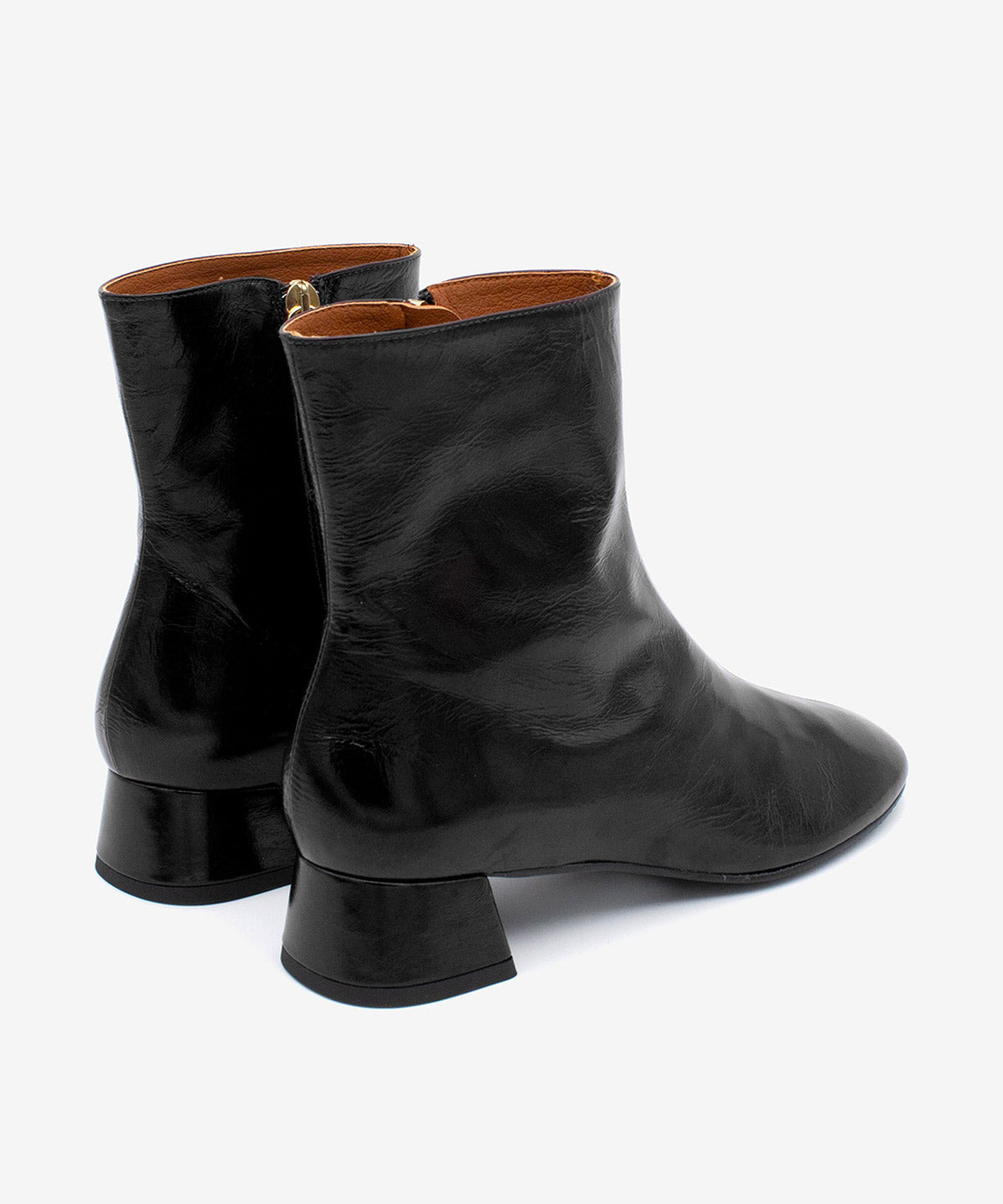 Botines básicos de mujer de tacón bajo ancho cómodo de piel brillan textu., tamara - Ángel Alarcón - Negro Negro-5