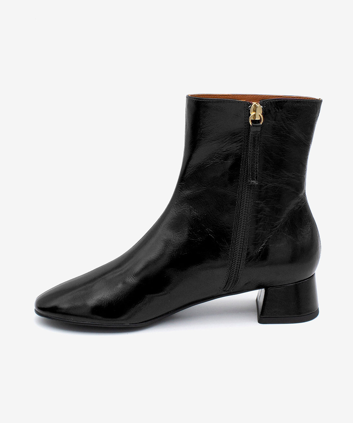 Botines básicos de mujer de tacón bajo ancho cómodo de piel brillan textu., tamara - Ángel Alarcón - Negro Negro-6
