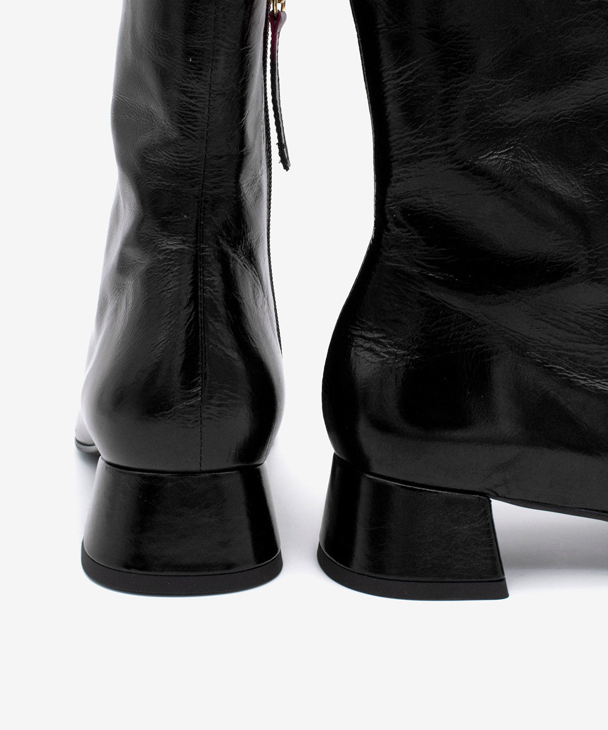 Botines básicos de mujer de tacón bajo ancho cómodo de piel brillan textu., tamara - Ángel Alarcón - Negro Negro-3