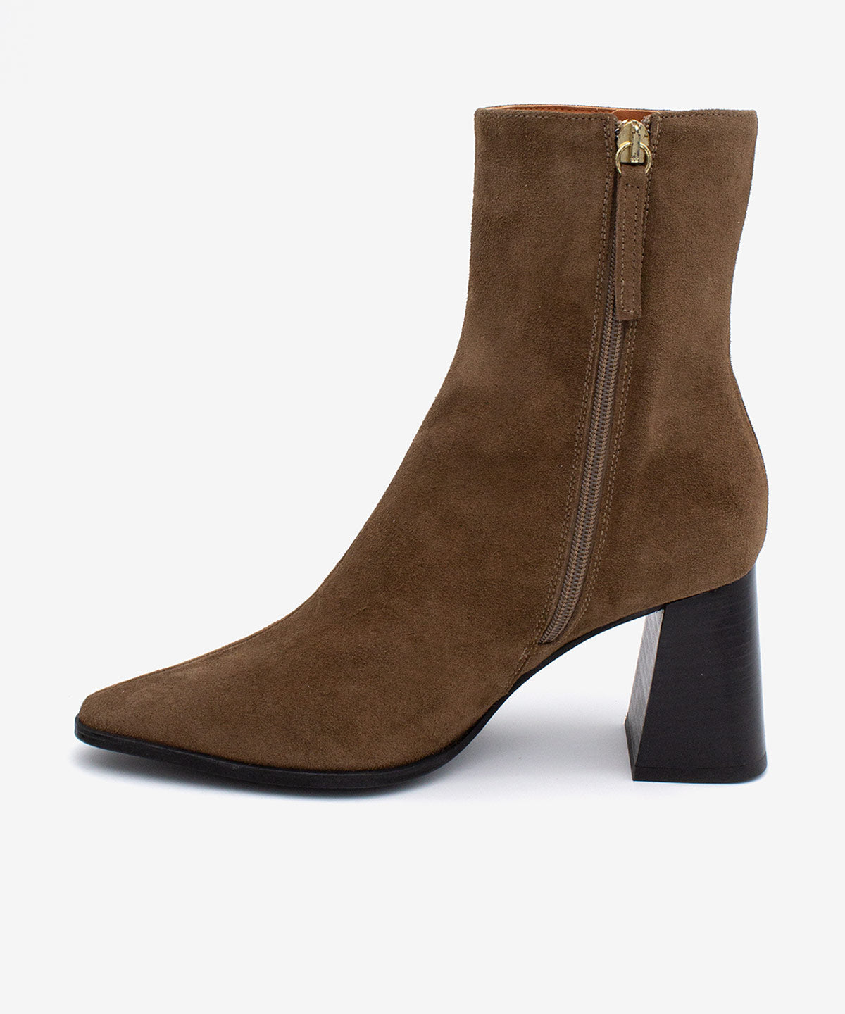 Botines básicos de mujer de tacón ancho efecto madera de serraje, trimia - Ángel Alarcón - Marrón Marrón-6