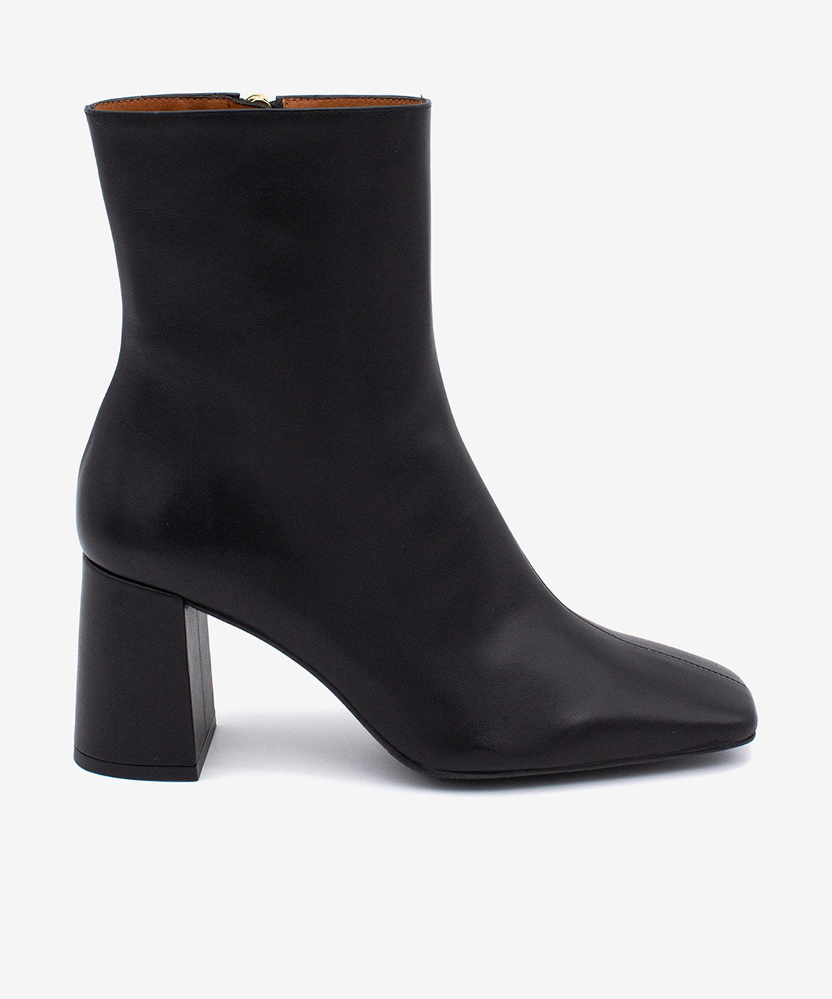 Botines básicos de mujer de tacón alto y ancho básico de piel lisa, drimia - Ángel Alarcón - Negro Negro-1