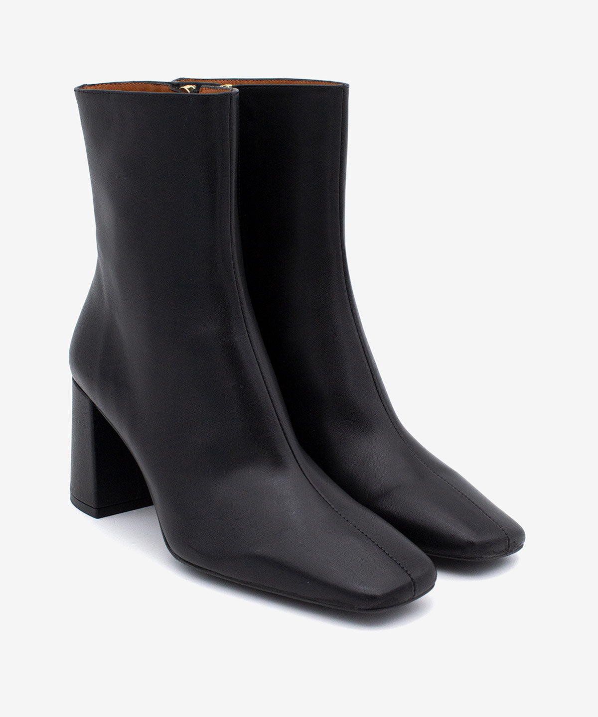 Botines básicos de mujer de tacón alto y ancho básico de piel lisa, drimia - Ángel Alarcón - Negro Negro-3