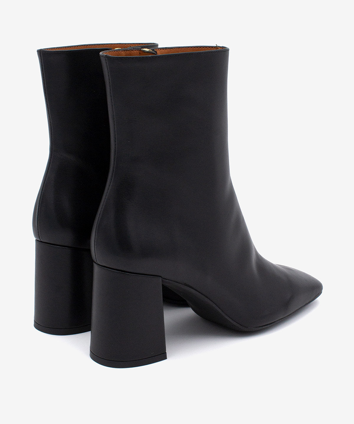 Botines básicos de mujer de tacón alto y ancho básico de piel lisa, drimia - Ángel Alarcón - Negro Negro-4