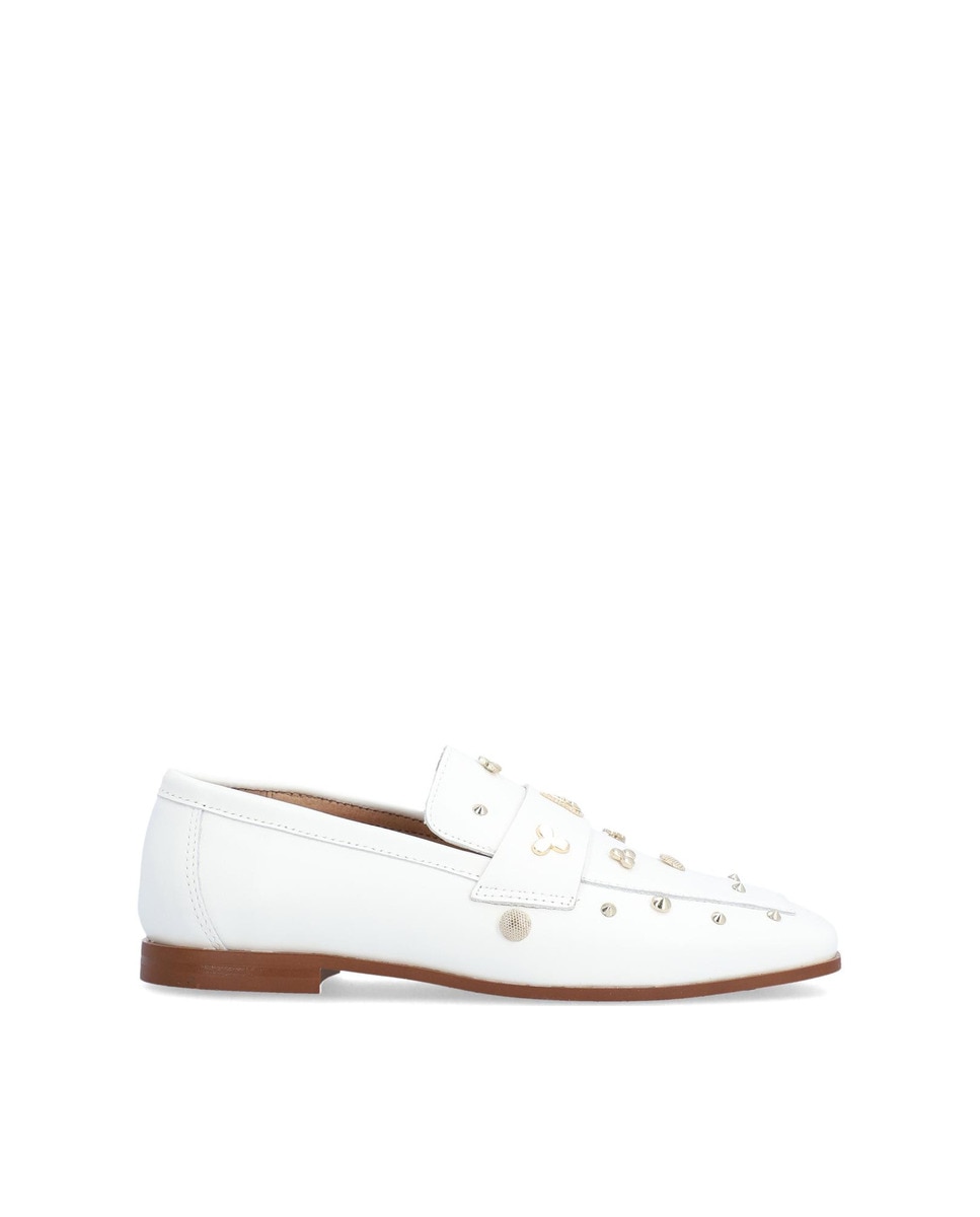 Alpe - Mocasines planos de mujer de piel en color blanco.