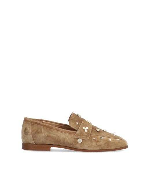 Imagen 0 de Mocasines planos de mujer de piel baby silk con suela antideslizante, sin cierre