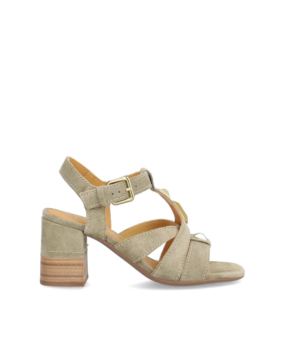 Alpe - Sandalias de tacón de mujer de piel baby silk en color verde.