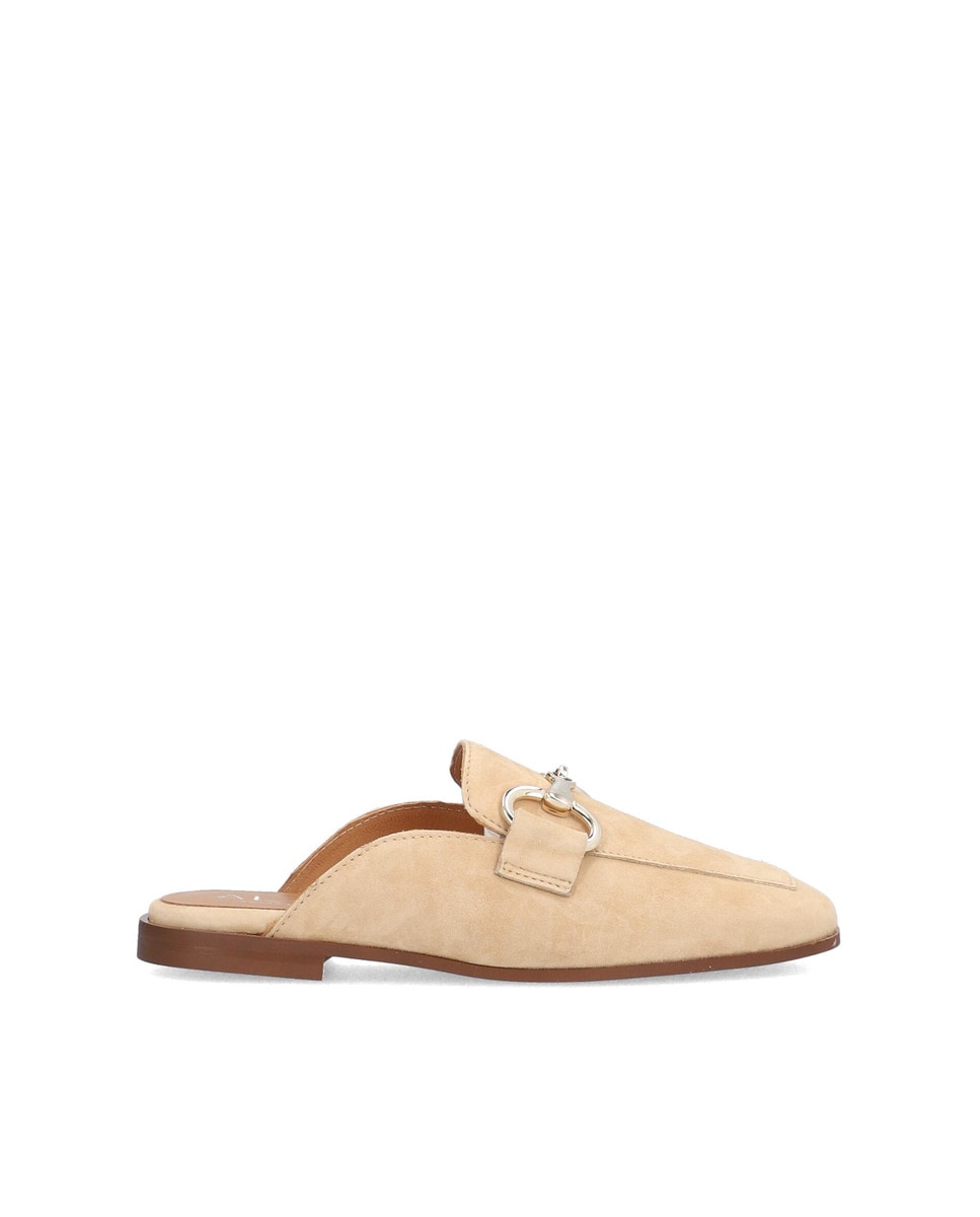 Mocasines planos de mujer de piel ante en color marrón